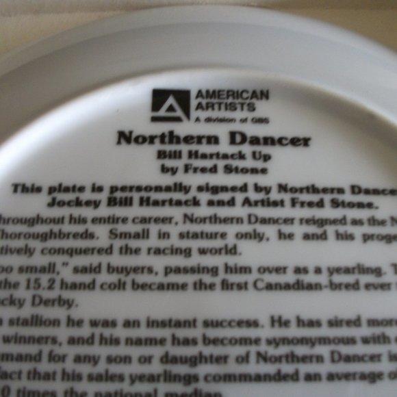 Fred Stone Gold Signature Edition Northern Dancer Collectors Plate - Picture 5 of 7